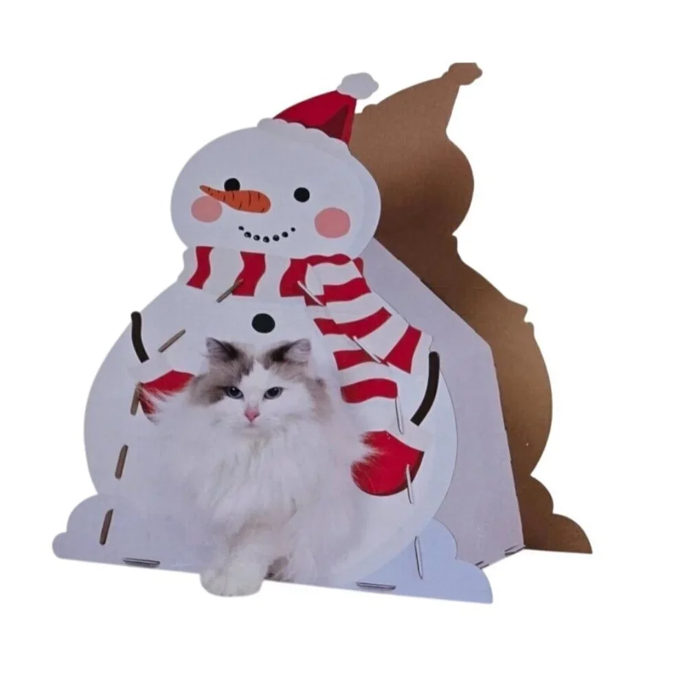 Heart to Tail Snowman Man Cat Scratching Playhouse with Catnip NIB